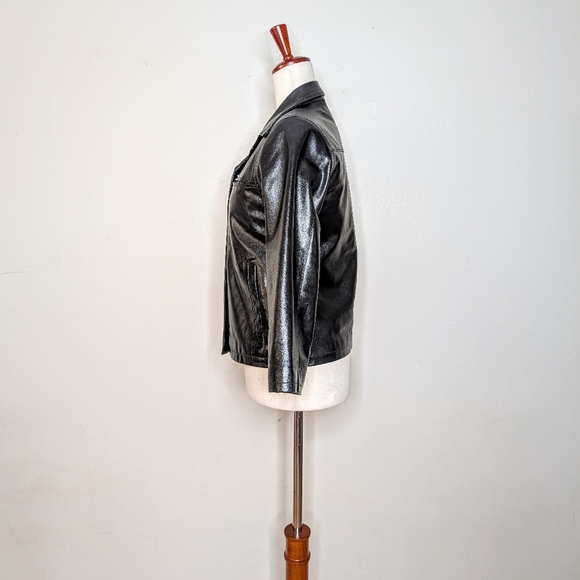 Vintage Y2K The Gap Women's‎ Black Genuine Leather Jacket Size Medium - Picture 8 of 15